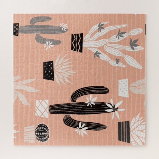 Wilde Cactussen: Kleurrijke Waterverf Patroon Legpuzzel (Horizontaal)