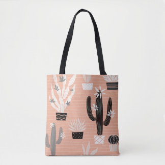 Wilde Cactussen: Kleurrijke Waterverf Patroon Tote Bag