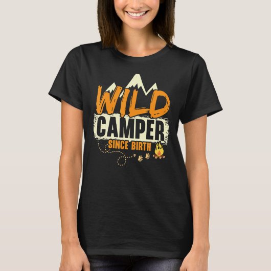 Wilde Camper sinds de geboorte van Camping Campfir T-shirt (Voorkant)