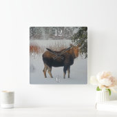 Wilde Canadese gans in Winter Snow IV Vierkante Klok (Huis)