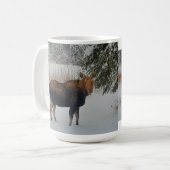 Wilde Canadese Moose Koe in Winter Snow IV Koffiemok (Voorkant links)