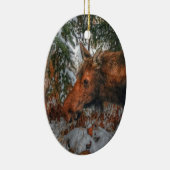Wilde Canadese sans Grazing in het winterbos Keramisch Ornament (Rechts)