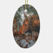 Wilde Canadese sans Grazing in het winterbos Keramisch Ornament (Links)