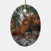 Wilde Canadese sans Grazing in het winterbos Keramisch Ornament (Voorkant)