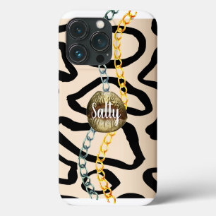 Wilde Chic Luxe Vrouwelijke Gepersonaliseerde Goud Case-Mate iPhone Case