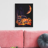 Wilde collage met vos, egel en amber maan canvas afdruk (Insitu (Woonkamer))