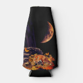 Wilde collage met vos, egel en amber maan flesjeskoeler (Voorkant)