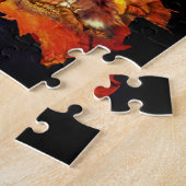 Wilde collage met vos, egel en amber maan legpuzzel (Zijkant)