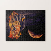 Wilde collage met vos, egel en amber maan legpuzzel (Horizontaal)