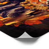 Wilde collage met vos, egel en amber maan poster (Hoek)