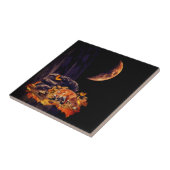 Wilde collage met vos, egel en amber maan tegeltje (Zijkant)