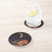 Wilde collage met vos, egel en amber maan zandsteen onderzetter (Zijkant)