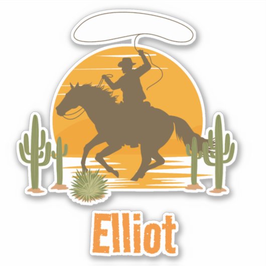 Wilde cowboy westerne zonsondergang sticker (Voorkant)