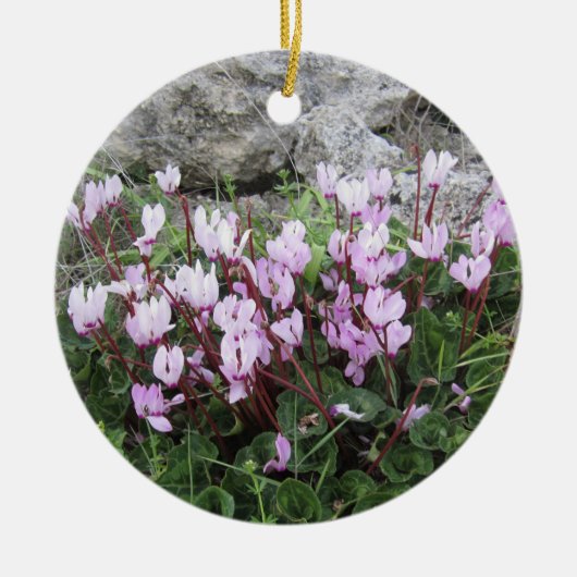 Wilde Cyclamen Versiering Keramisch Ornament (Voorkant)