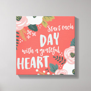 Wilde dagdromen - Grateful Heart Typografie Canvas Afdruk