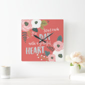 Wilde dagdromen - Grateful Heart Typografie Vierkante Klok (Huis)