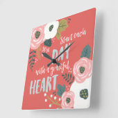 Wilde dagdromen - Grateful Heart Typografie Vierkante Klok (Hoek)