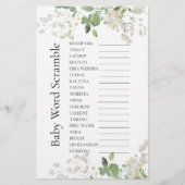 Wilde daisy blooms Baby shower Word Scramble (Voorkant)