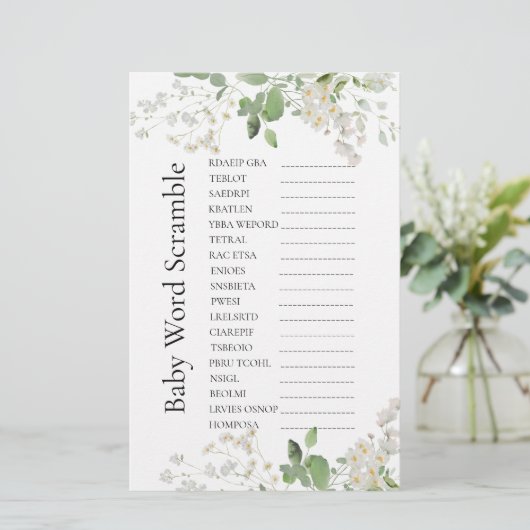 Wilde daisy blooms Baby shower Word Scramble (Staand voorkant)