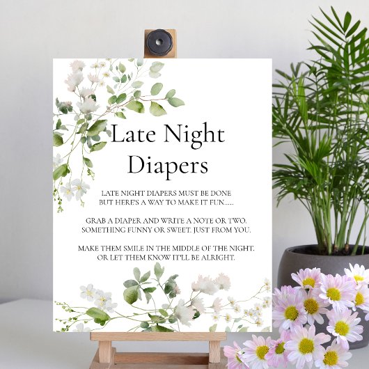 Wilde daisy blooms Late Night Diaper Sign Poster