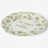 Wilde daisy spring bloemen bruiloft gepersonalisee papieren bordje (Gekanteld)