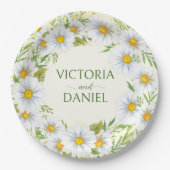 Wilde daisy spring bloemen bruiloft gepersonalisee papieren bordje (Voorkant)
