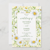 Wilde daisy spring bloemen bruiloft sjabloon kaart (Voorkant)