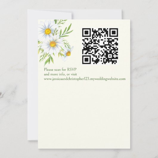 Wilde daisy spring bloemen bruiloft sjabloon kaart (Achterkant)