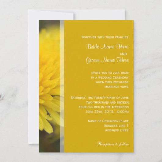 Wilde dandelion bloemen lente, zomer, bruiloft kaart (Voorkant)