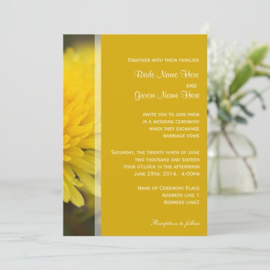 Wilde dandelion bloemen lente, zomer, bruiloft kaart (Staand voorkant)