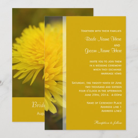 Wilde dandelion bloemen lente, zomer, bruiloft kaart (Voorkant / Achterkant)