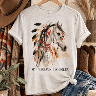 Wilde Dappere Onbedwongen Geschilderde Paard Tri-Blend Shirt