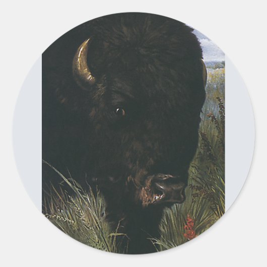  Wilde Dier, Buffalo of American Bison Ronde Sticker (Voorkant)