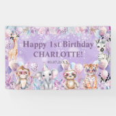 Wilde Dier Jungle Safari 1e Verjaardag Welkom Spandoek (Horizontaal)