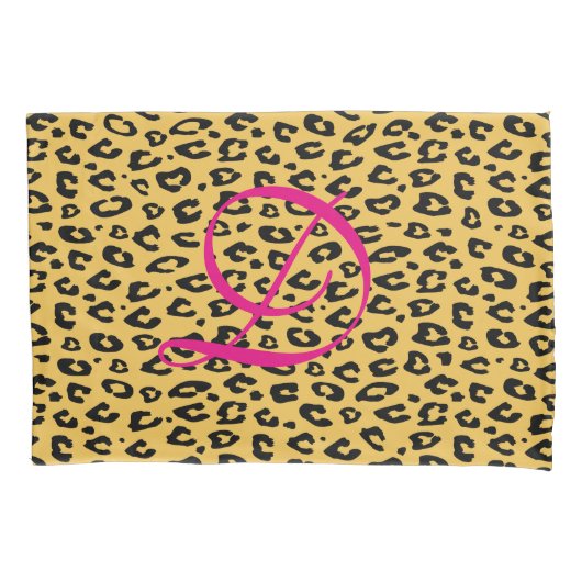 Wilde dier luipaard print monogram hoeslaken kussensloop (Voorkant)