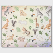 Wilde Dier Met Jungle Boompatroon Cadeaupapier (Vlak)