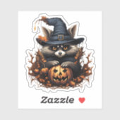 Wilde dier met pompoen Cartoon Halloween Raccoon Sticker (Vel)