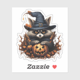 Wilde dier met pompoen Cartoon Halloween Raccoon Sticker