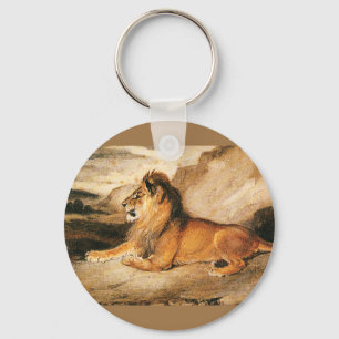 wilde dieren, Afrikaanse leeuw op de Savannah Sleutelhanger