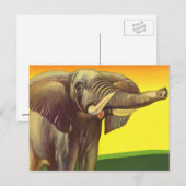  wilde dieren, Afrikaanse olifant met zonsondergan Briefkaart (Voorkant / Achterkant)
