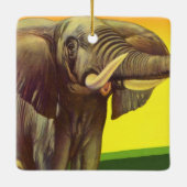 wilde dieren, Afrikaanse olifant met zonsondergan Keramisch Ornament (Achterkant)