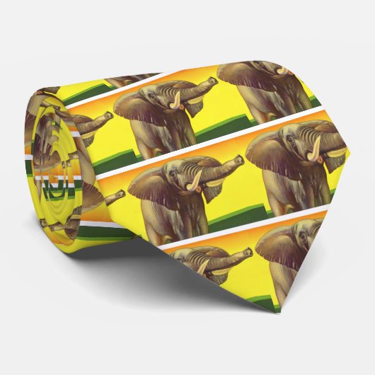  wilde dieren, Afrikaanse olifant met zonsondergan Stropdas (Opgerold)