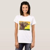  wilde dieren, Afrikaanse olifant met zonsondergan T-shirt (Voorkant volledig)
