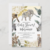 Wilde dieren Baby shower Faux Gold Glitter Kaart (Voorkant)