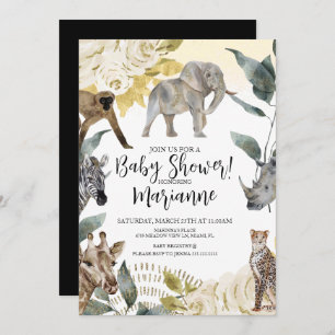 Wilde dieren Baby shower Faux Gold Glitter Kaart