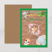 wilde dieren baby shower platte kaart (Voorkant / Achterkant)