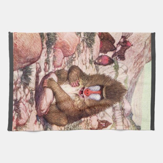  wilde dieren, bavianen van Louis Sargent Theedoek (Horizontaal)