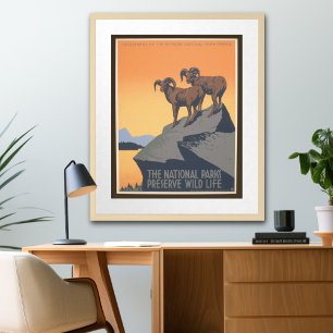 Wilde dieren behouden - Vintage Travel Poster