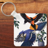 wilde dieren, blauwe jassen die vliegen sleutelhanger (Voorkant)