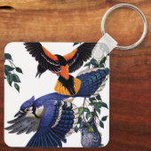 wilde dieren, blauwe jassen die vliegen sleutelhanger (Achterkant)